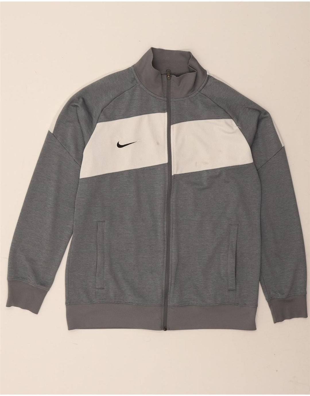 Jaqueta Nike Mens Dri Fit Tracksuit Top Grande Cinza Colourblock Poliéster