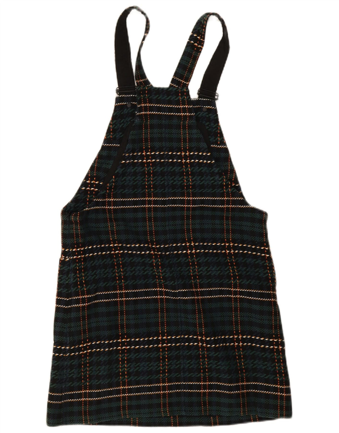 Vestido Dungaree feminino Jack Wills Reino Unido 8 pequeno poliéster xadrez verde