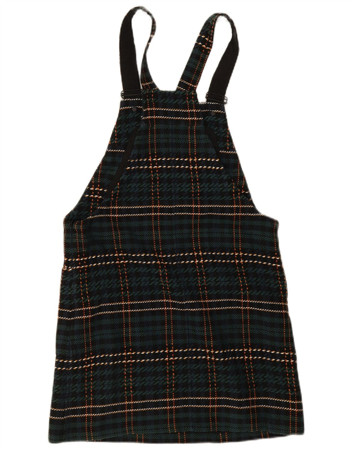 Vestido Dungaree feminino Jack Wills Reino Unido 8 pequeno poliéster xadrez verde