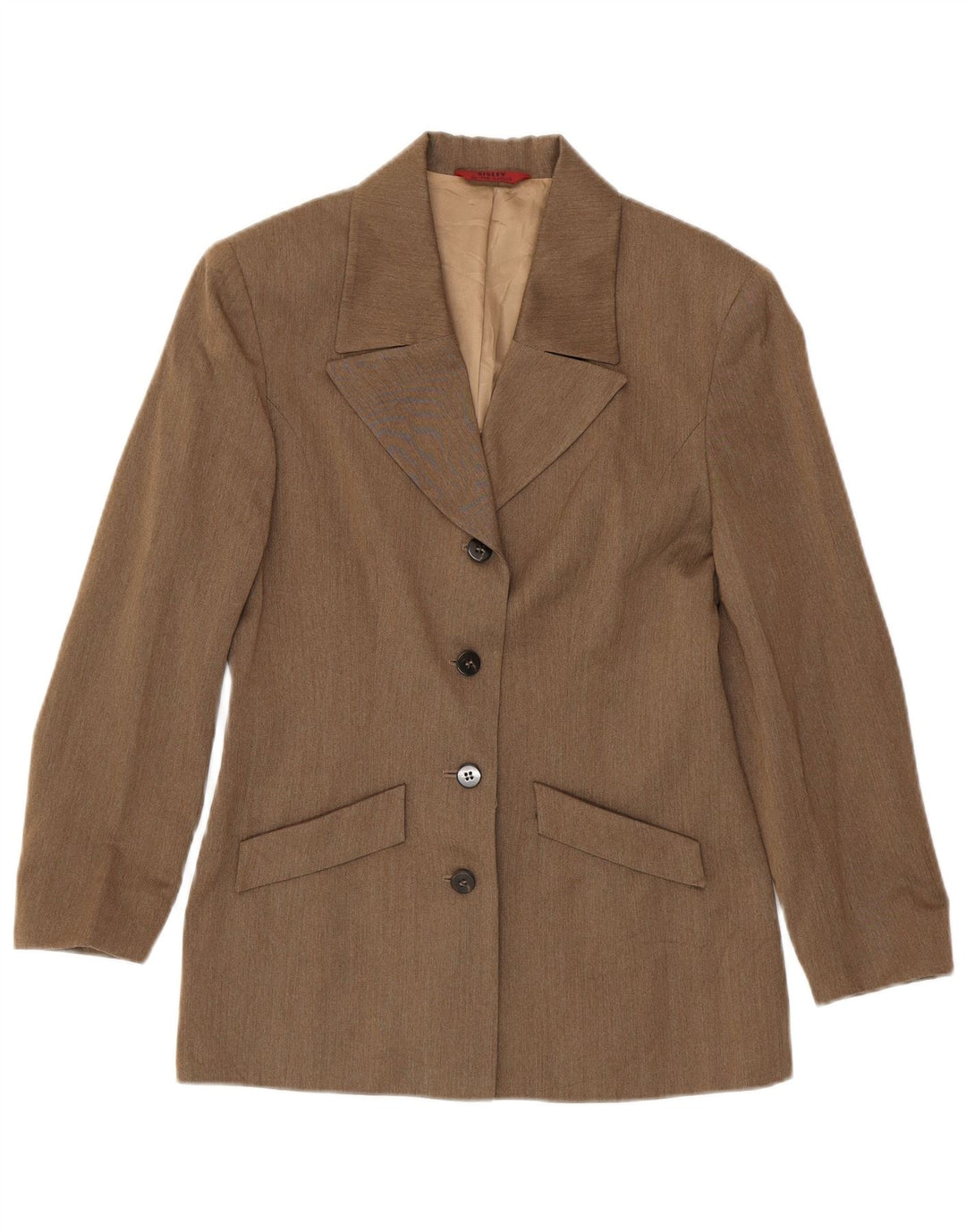 Jaqueta Blazer Sisley Feminina com 4 Botões Reino Unido 10 Pequena Viscose Marrom