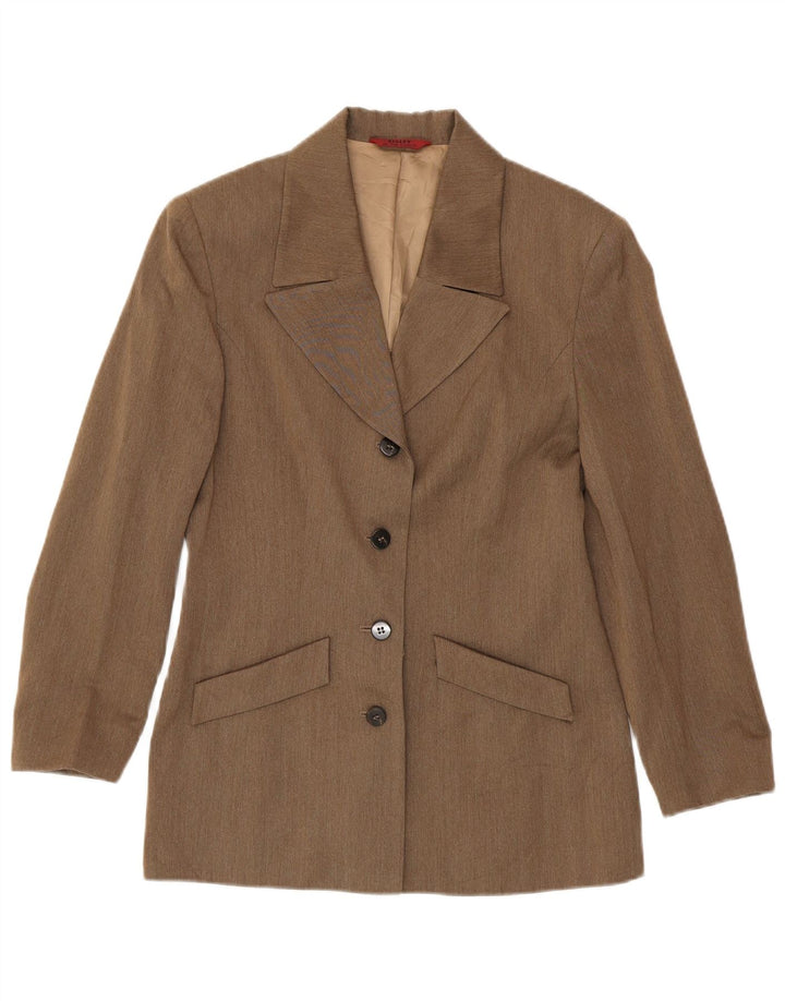 Jaqueta Blazer Sisley Feminina com 4 Botões Reino Unido 10 Pequena Viscose Marrom