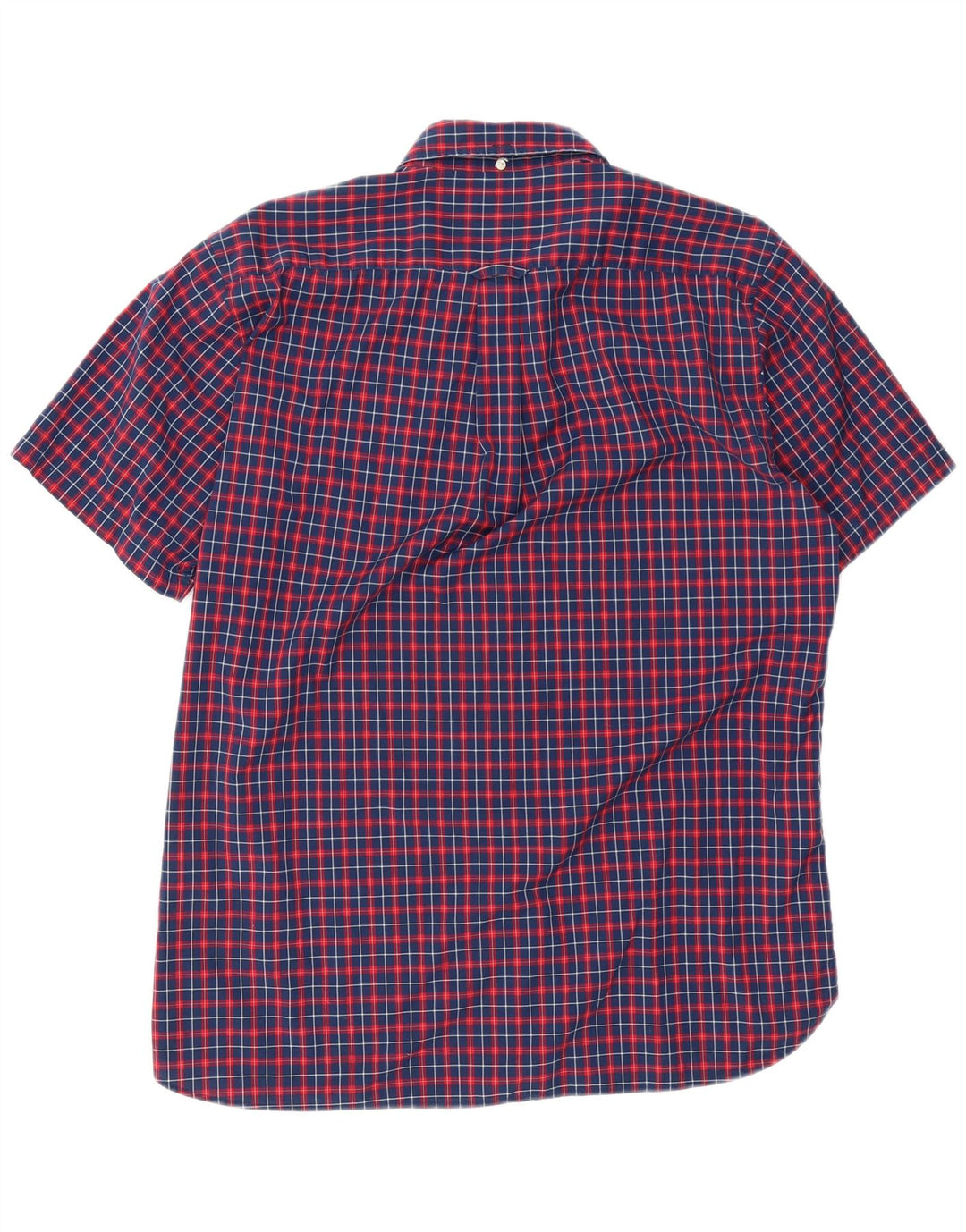 Gant Camisa masculina de popeline de estibordo de manga curta grande xadrez azul marinho