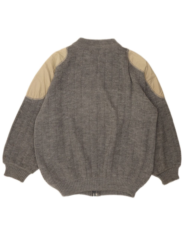 Suéter cardigã feminino VINTAGE UK 18 XL cinza colorblock