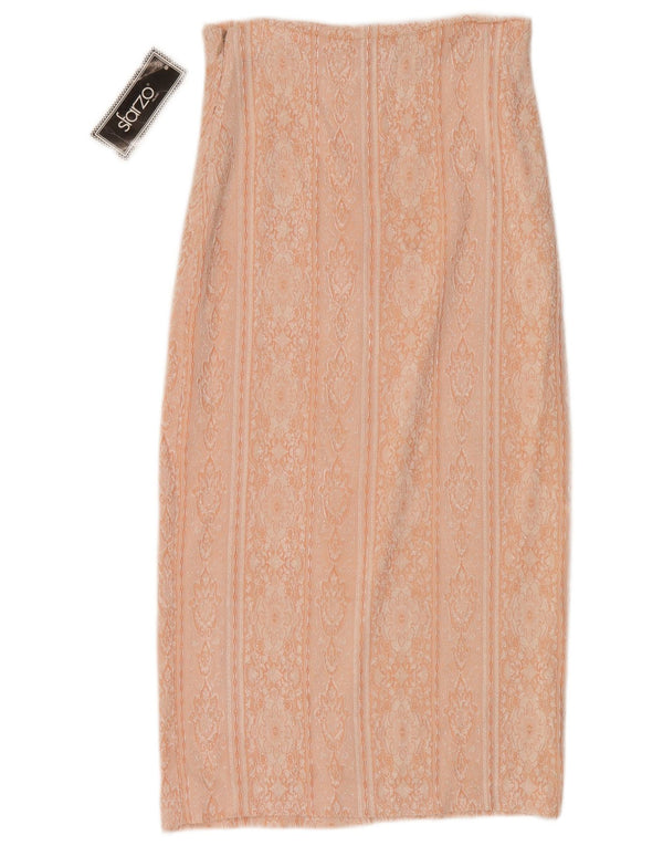 Saia reta feminina vintage de cintura alta IT 44 médio W28 rosa paisley