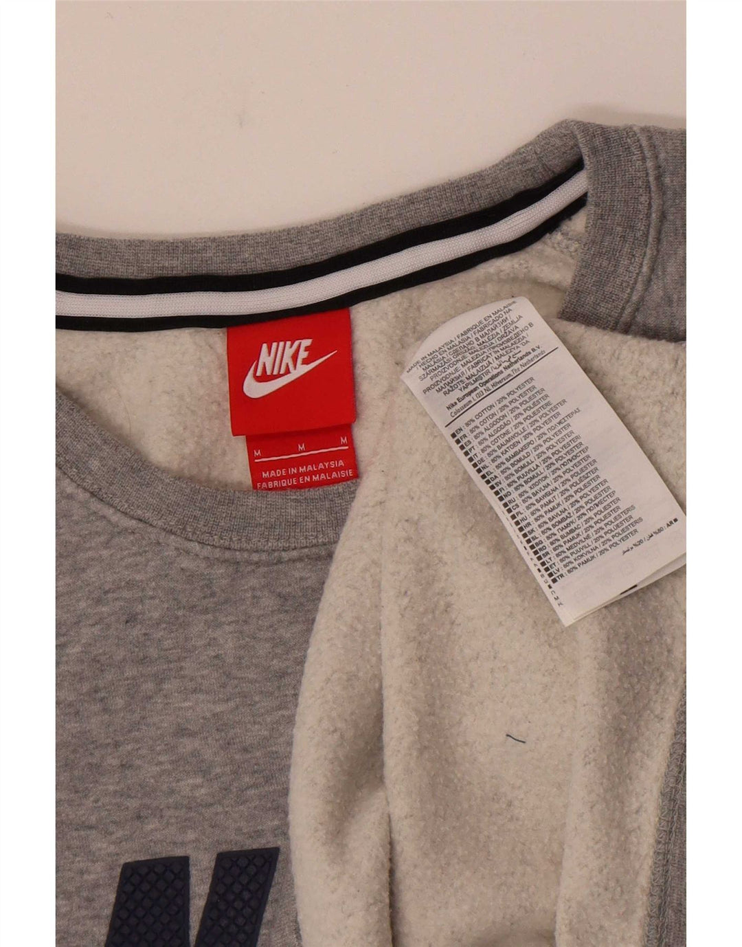 Moletom gráfico masculino Nike Jumper cinza médio algodão manchado