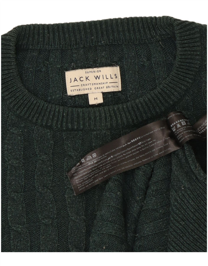 Suéter masculino Jack Wills com gola redonda de lã verde médio