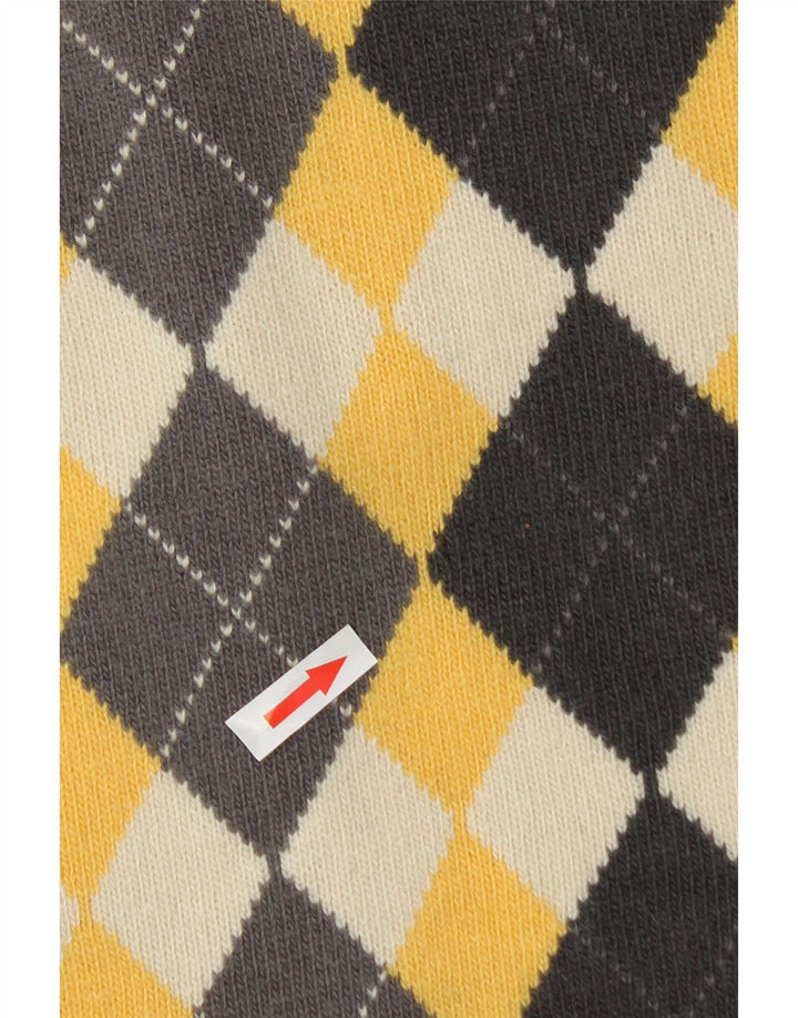 Suéter masculino Tom Tailor com gola redonda, grande amarelo argyle/lã diamante