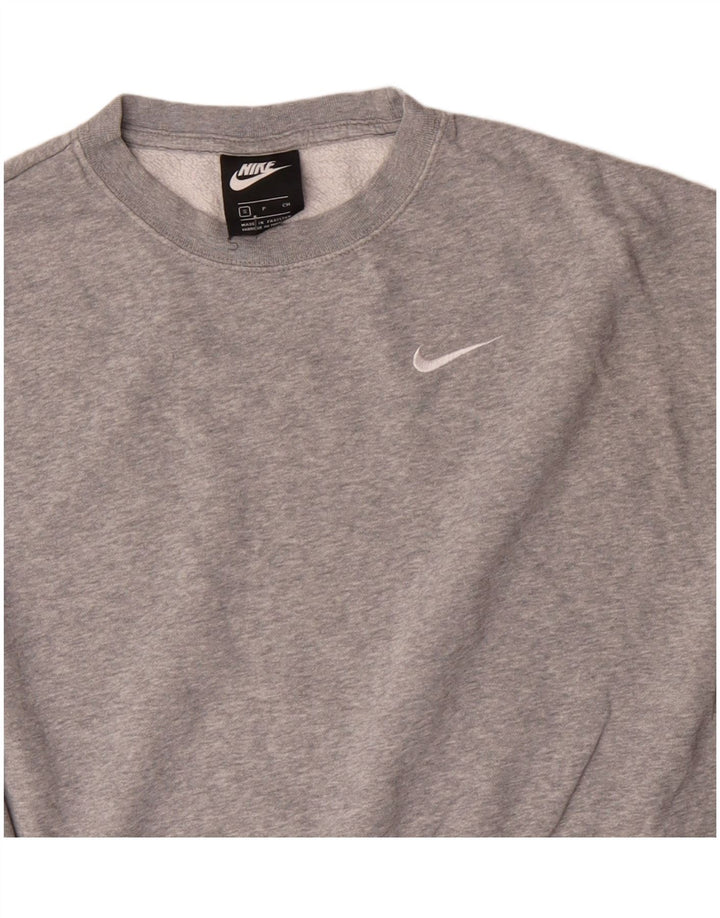 NIKE feminino oversized crop moletom jumper UK 10 pequeno cinza algodão