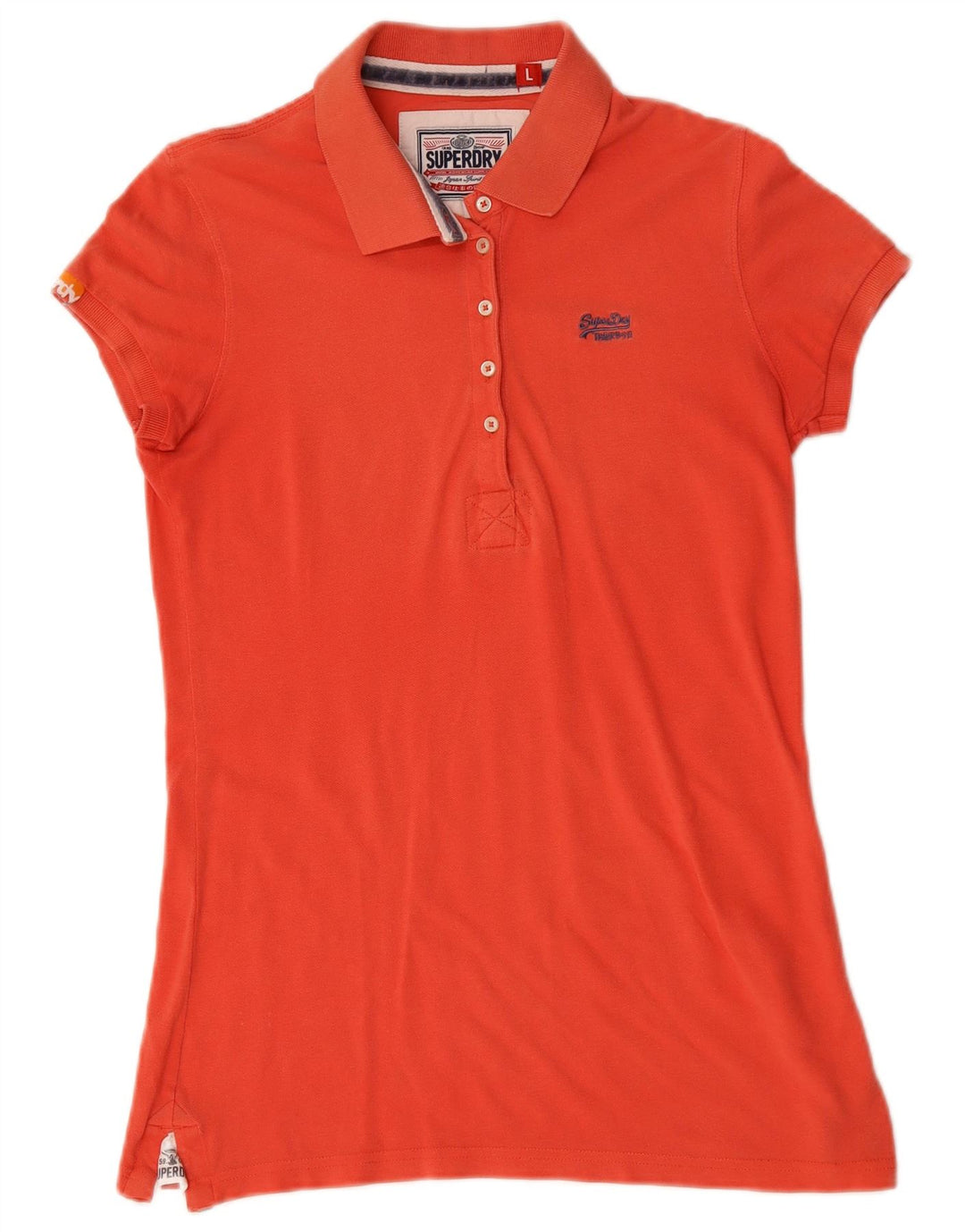 Camisa polo feminina Superdry UK 14 grande algodão vermelho