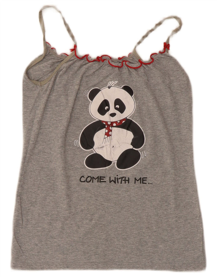Benetton Mulher Graphic Cami Top UK 4 XS Cinza