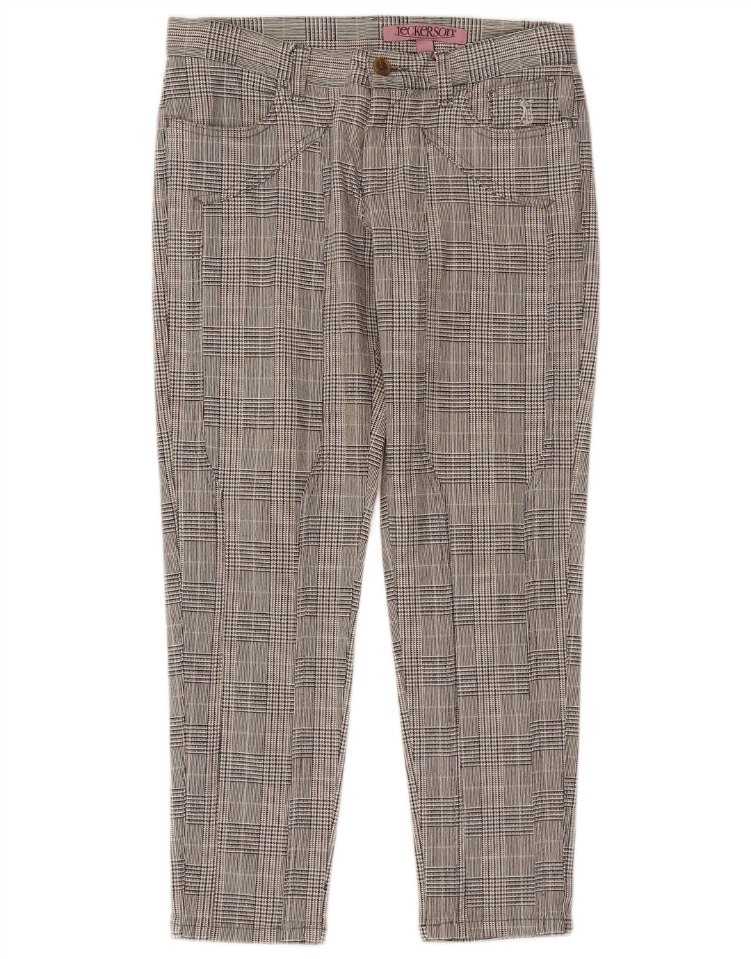 Calça cropped feminina Jeckerson W26 L25 cinza houndstooth