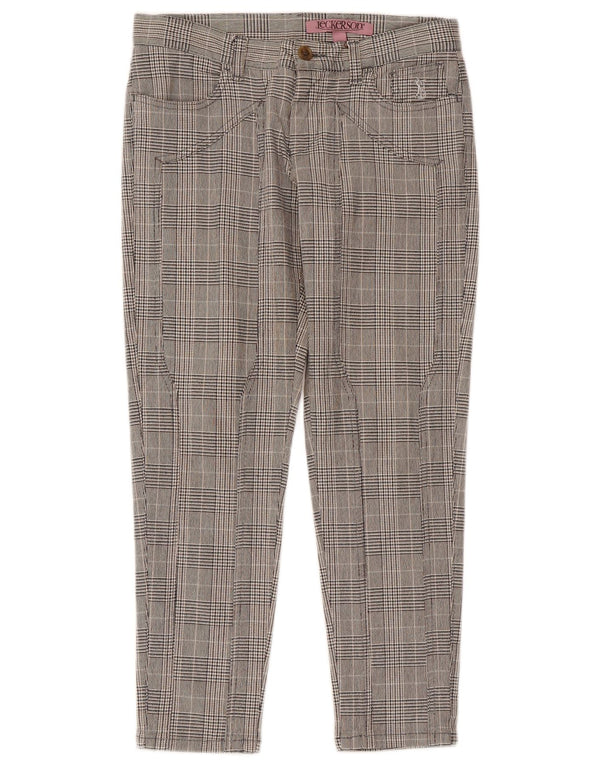 Calça cropped feminina Jeckerson W26 L25 cinza houndstooth