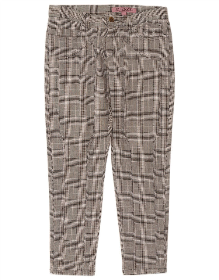 Calça cropped feminina Jeckerson W26 L25 cinza houndstooth