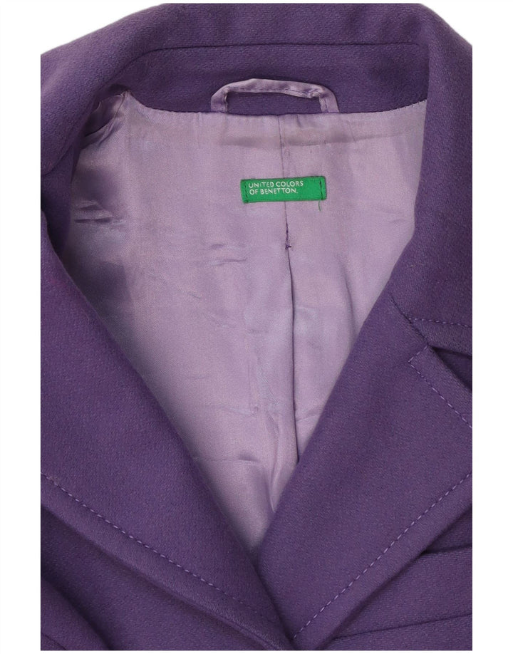 Jaqueta Blazer Longline Feminina Benetton com 3 Botões Reino Unido 12 Médio Roxo