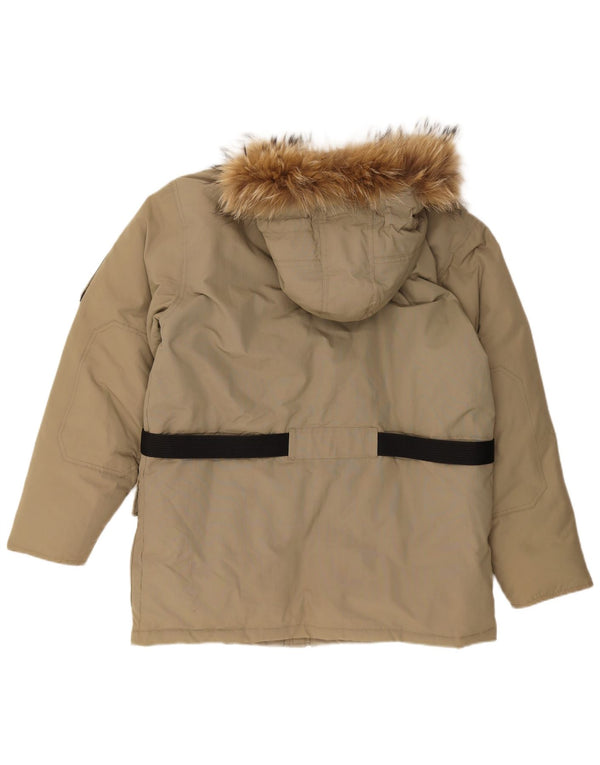Jaqueta Parka Masculina Machu Picchu com Capuz Reino Unido 42 XL Cáqui Nylon
