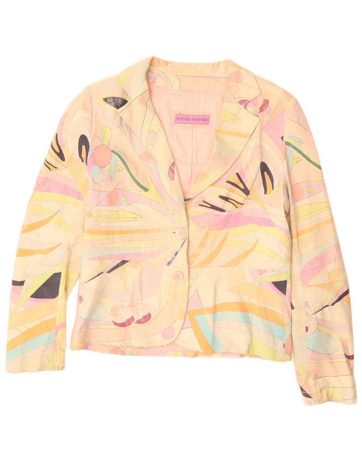 Jaqueta blazer feminina vintage com padrão abstrato IT 46 grande multicolorida
