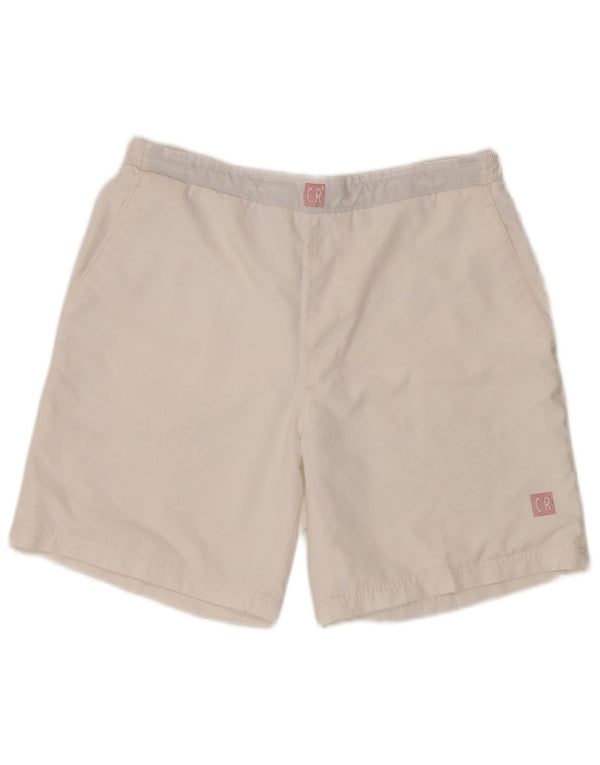 Shorts esportivos masculinos VINTAGE grande poliéster branco