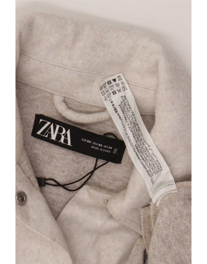 Jaqueta Zara Mulher Shacket UK 6 XS Poliéster Bege