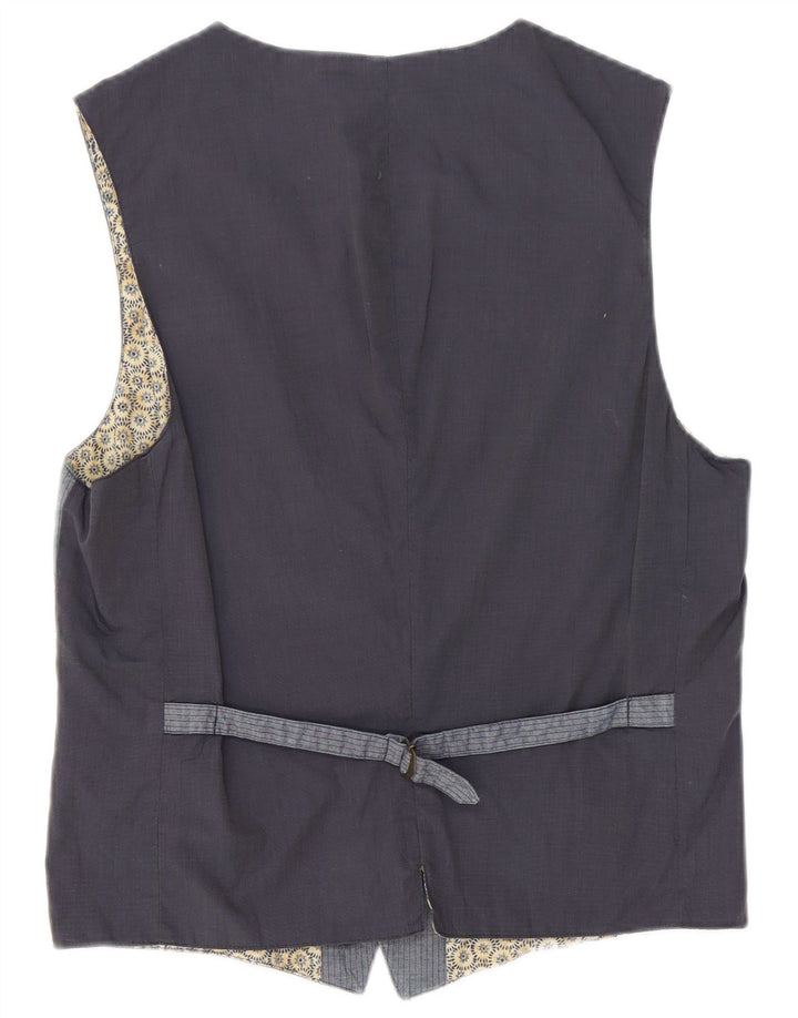 Colete masculino Sisley IT 50 algodão listrado azul médio