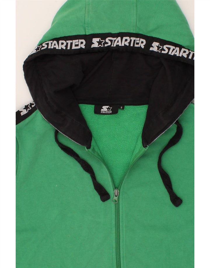 STARTER Mens Graphic Zip Hoodie Sweater Small Green Vintage Starter and Second-Hand Starter from Messina Hembry 