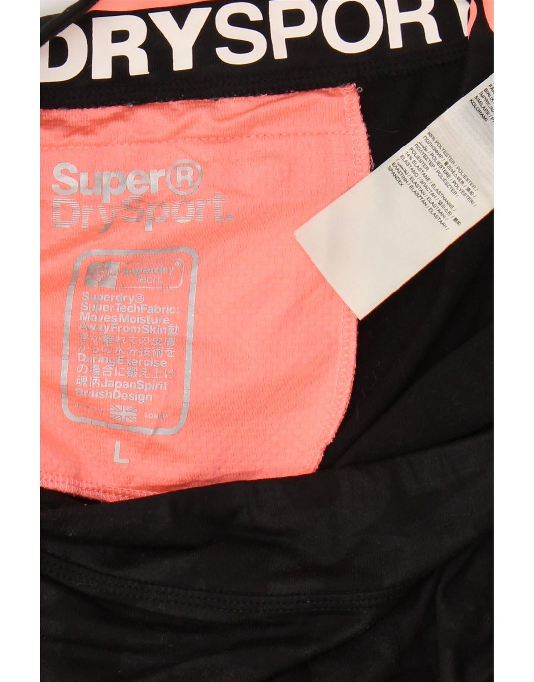 Shorts esportivos gráficos femininos SUPERDRY Reino Unido 14 grande poliéster preto