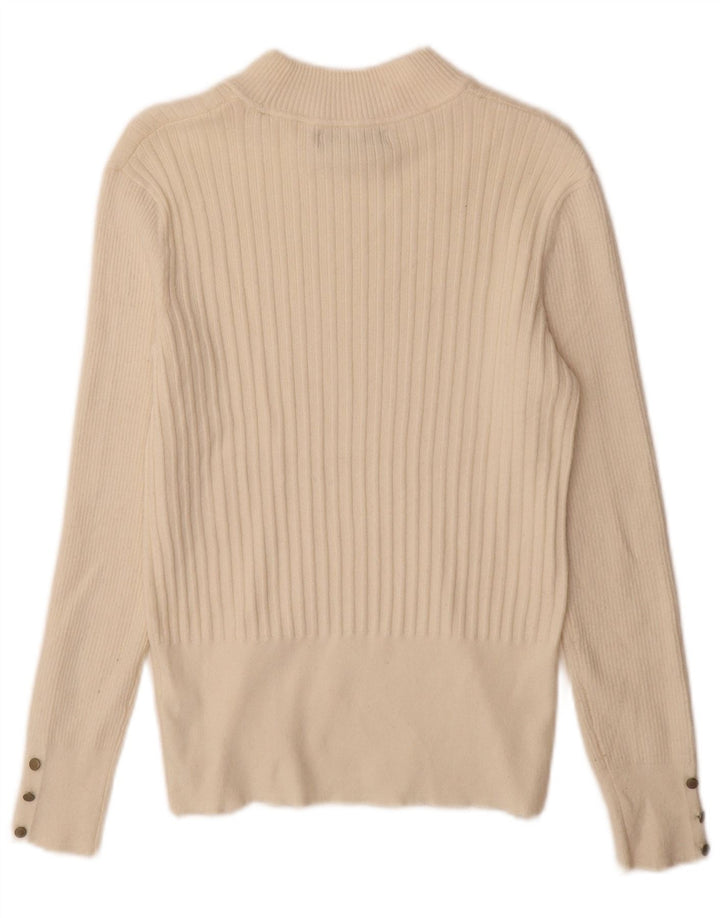 Suéter feminino Marks & Spencer com gola tartaruga Reino Unido 12 médio off white