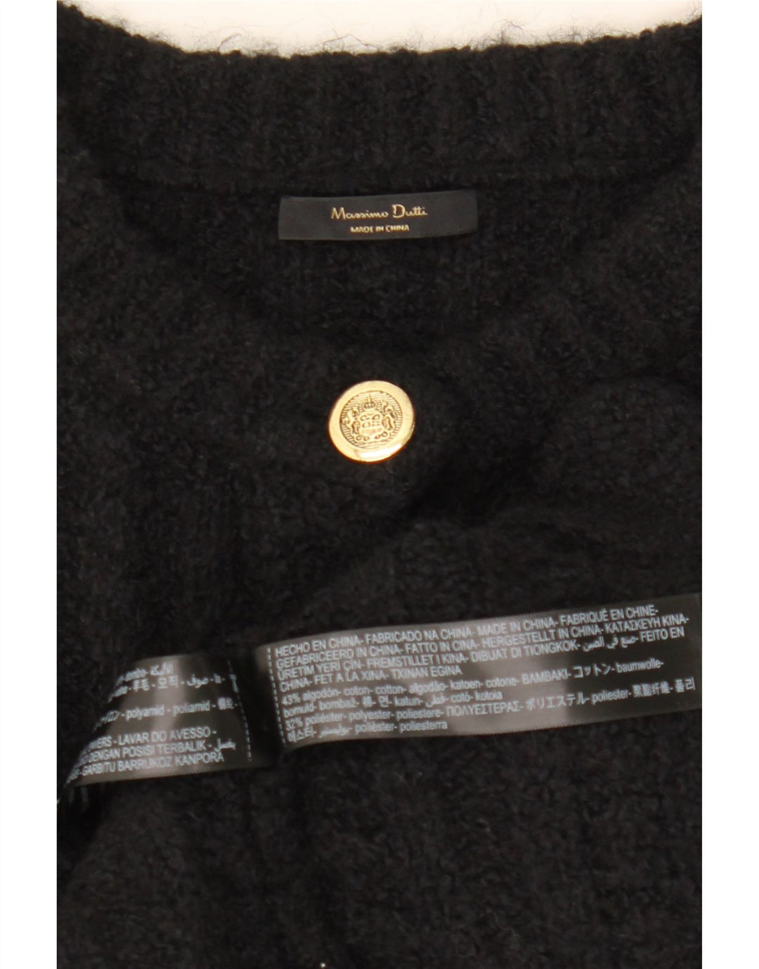 Suéter cardigã feminino Massimo Dutti crop oversized Reino Unido 10 pequeno preto