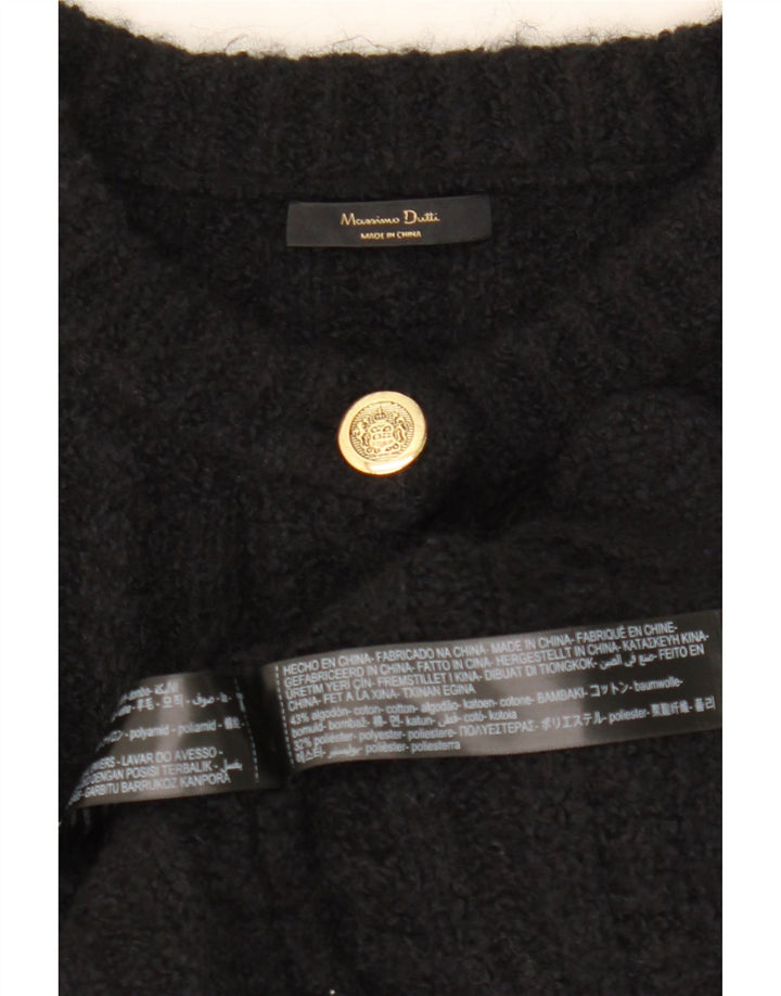 Suéter cardigã feminino Massimo Dutti crop oversized Reino Unido 10 pequeno preto