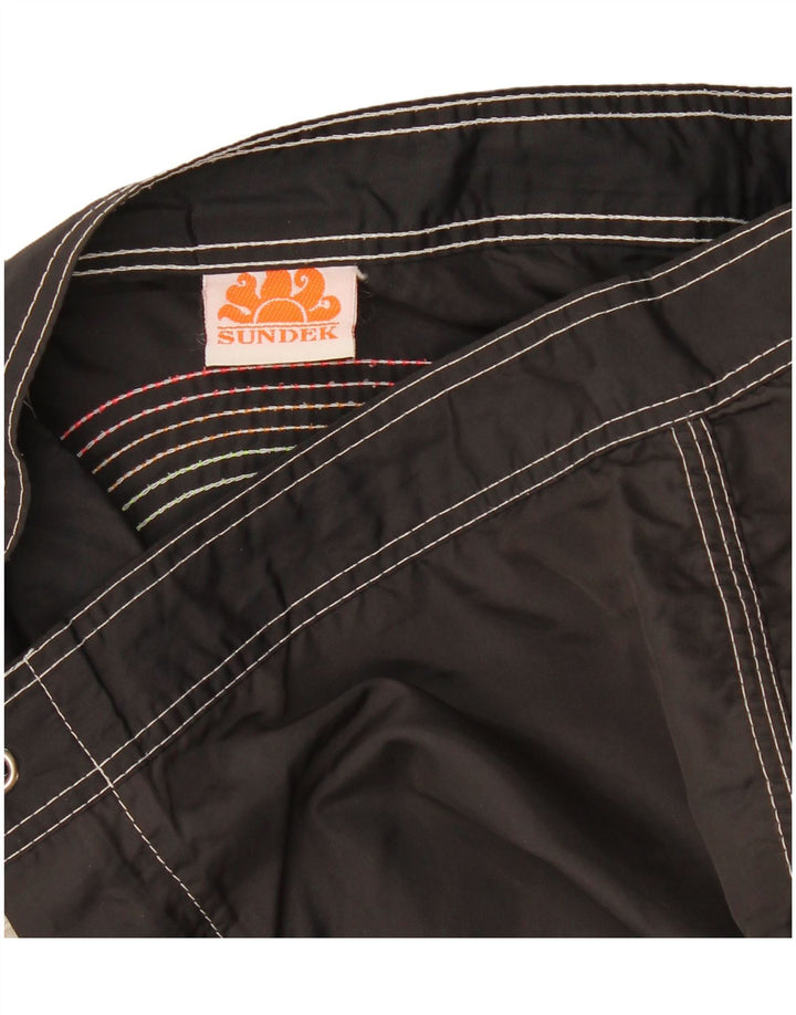 Shorts de natação masculino Sundek médio preto listrado de nylon