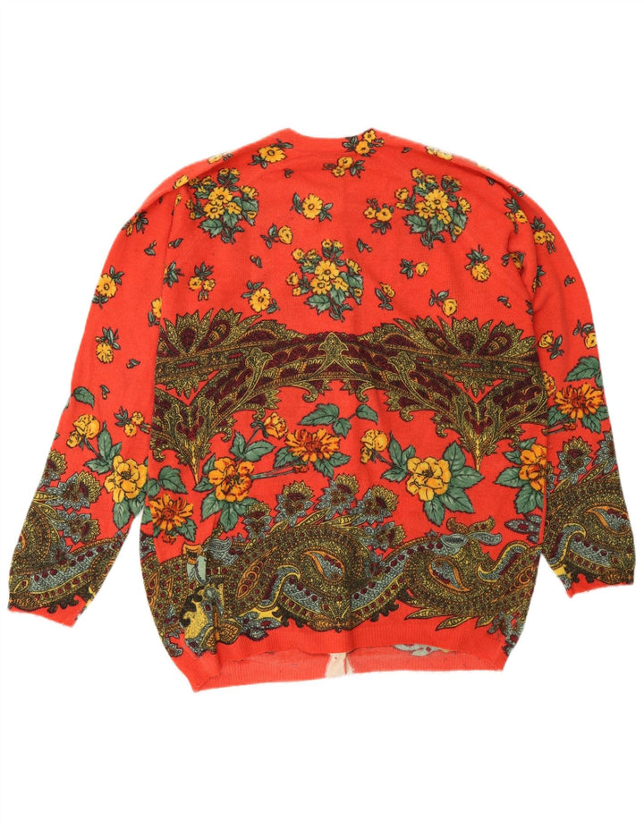 Suéter cardigã feminino vintage IT 44 médio vermelho floral