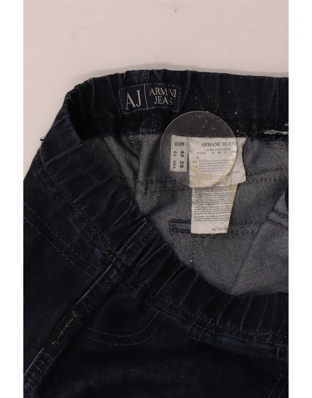 Armani feminino slim jeans W29 L27 algodão azul marinho