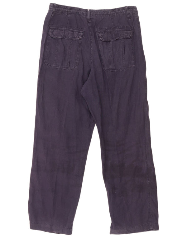 Calça chino reta masculina Marks & Spencer W32 L29 linho azul marinho