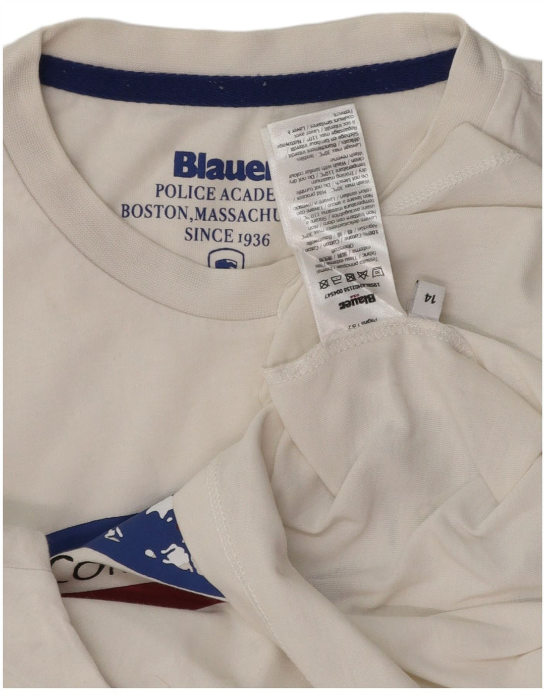 Camiseta gráfica BLAUER Boys 13-14 anos algodão branco