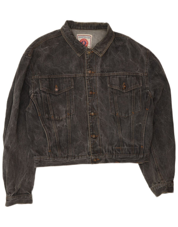 Jaqueta jeans feminina Tavarner UK 14 algodão cinza médio