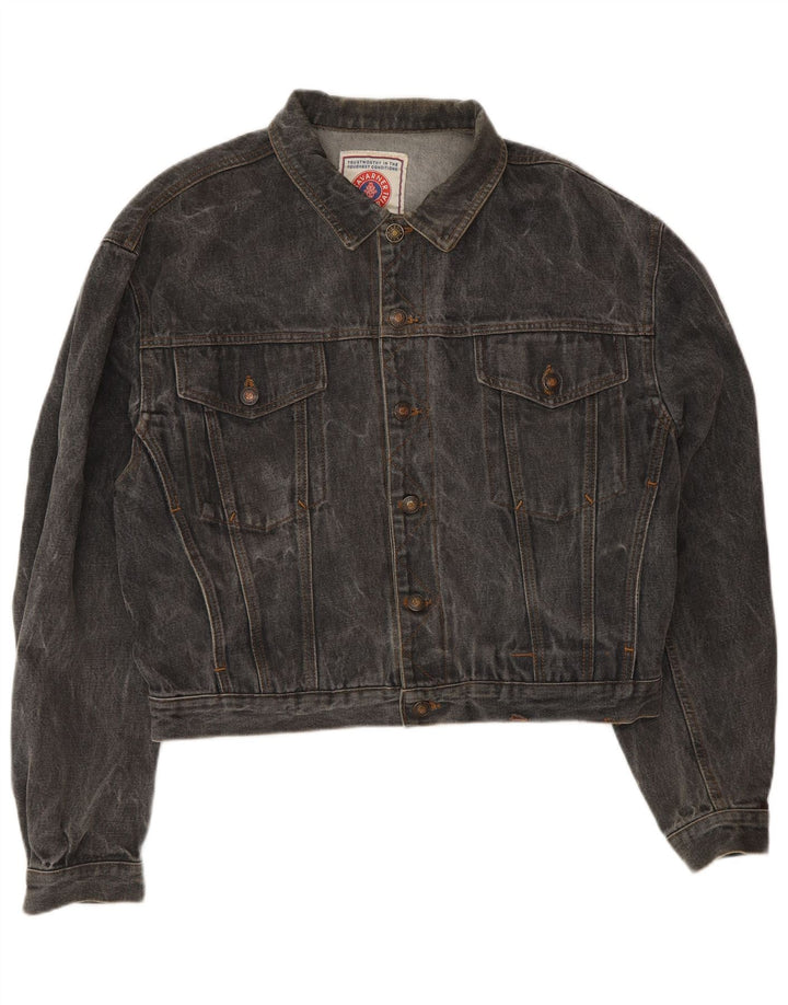 Jaqueta jeans feminina Tavarner UK 14 algodão cinza médio