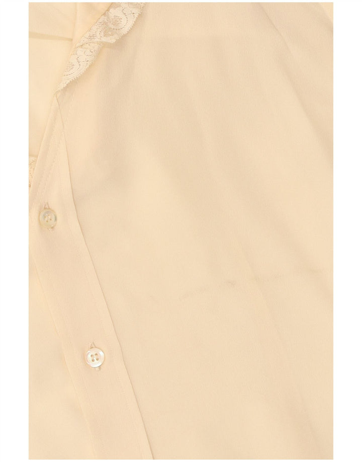 Blusa feminina vintage de manga curta UK 14 médio off white