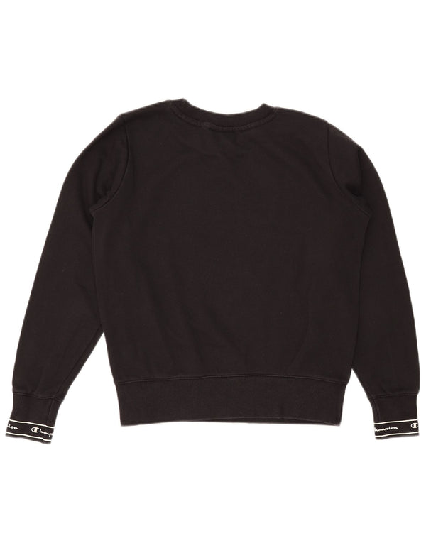 CHAMPION moletom feminino gráfico jumper UK 10 pequeno algodão preto
