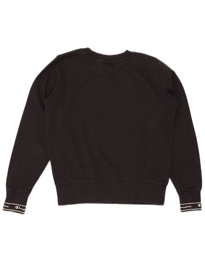 CHAMPION moletom feminino gráfico jumper UK 10 pequeno algodão preto