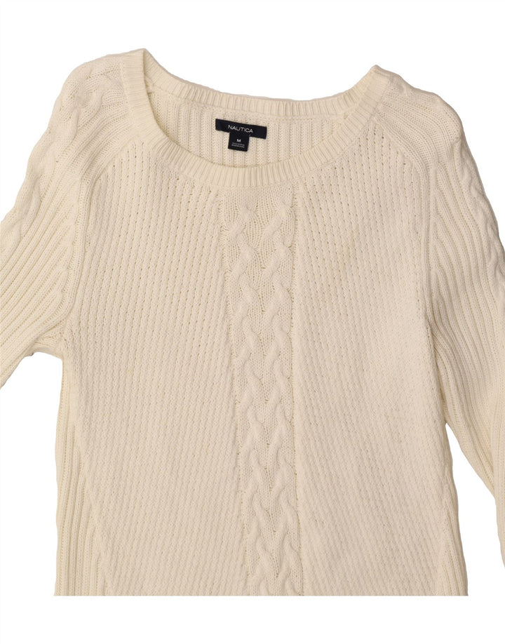 NAUTICA Womens Boat Neck Jumper Sweater UK 12 Medium Off White Cotton Vintage Nautica and Second-Hand Nautica from Messina Hembry 