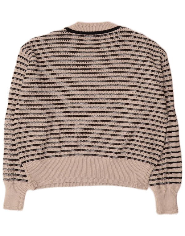 Suéter feminino Marks & Spencer com gola redonda UK 14 médio off white