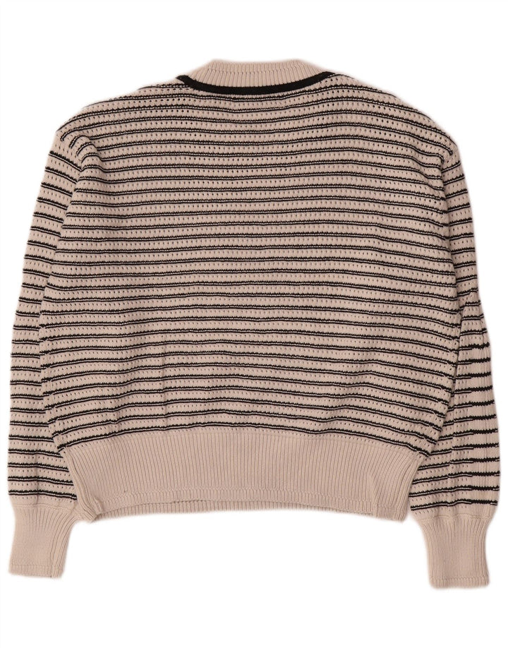 Suéter feminino Marks & Spencer com gola redonda UK 14 médio off white