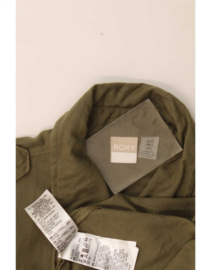 Camisa militar feminina Roxy US 4 Small Khaki Lyocell