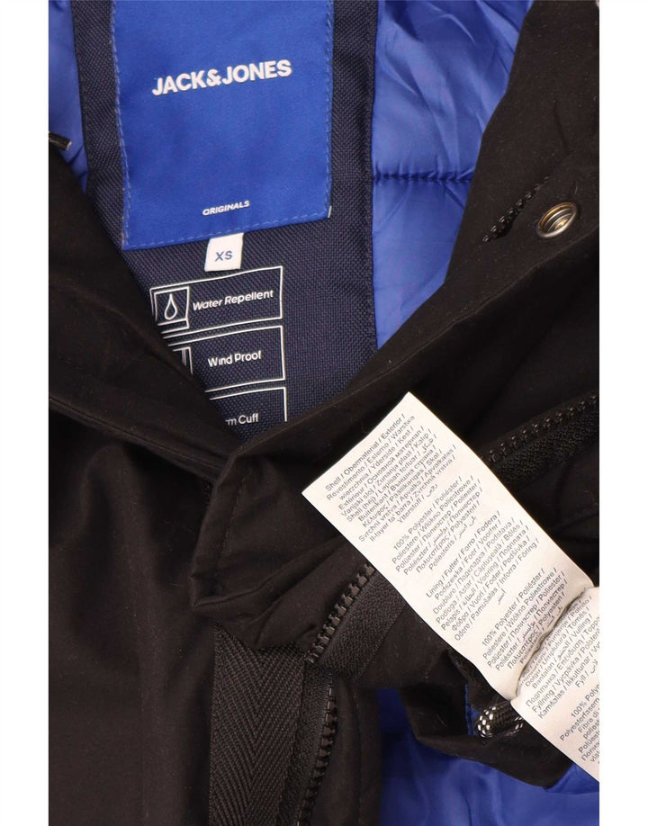 Jaqueta parka masculina com capuz Jack & Jones Reino Unido 34 XS poliéster preto