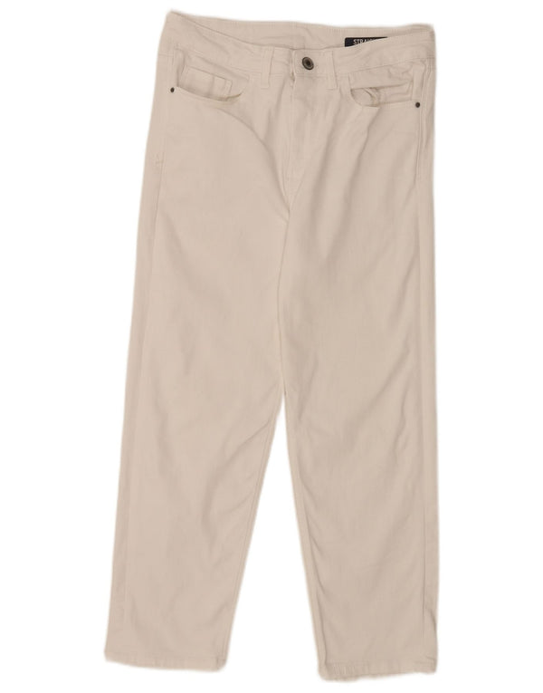 Calça jeans feminina Marks & Spencer UK 12 médio W28 L23 algodão branco
