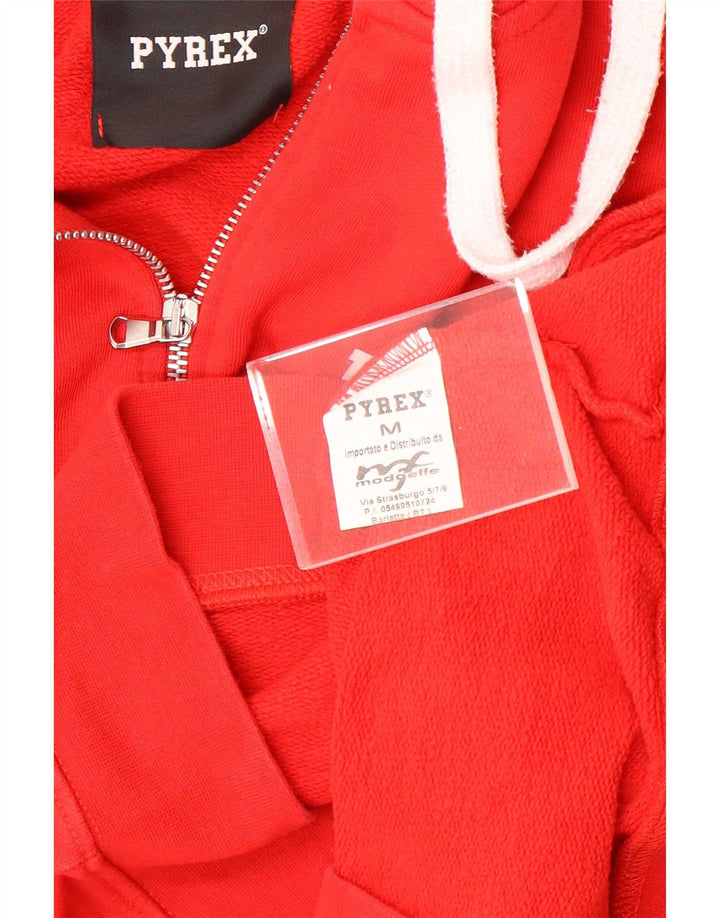 Suéter feminino Pyrex com capuz e zíper gráfico Reino Unido 14 algodão vermelho médio