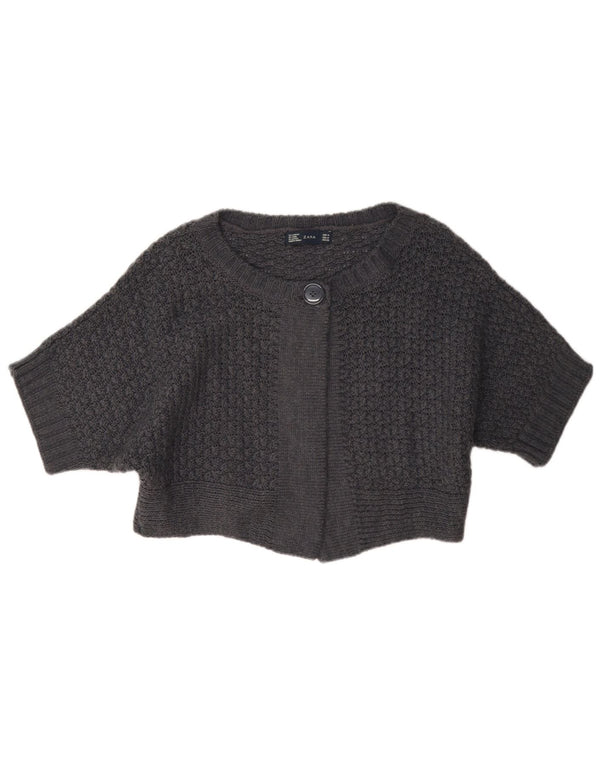 Suéter cardigan bolero feminino de manga curta Zara Reino Unido 14 cinza médio acrílico