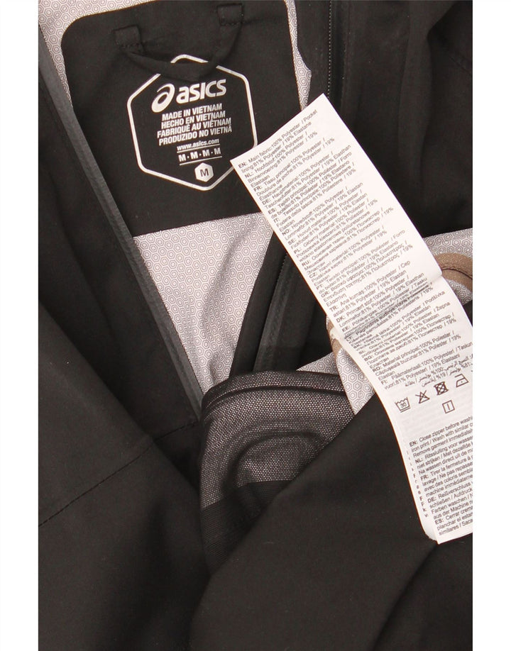 Asics Womens Hooded Tracksuit Top Jacket UK 14 Médio Preto Poliéster