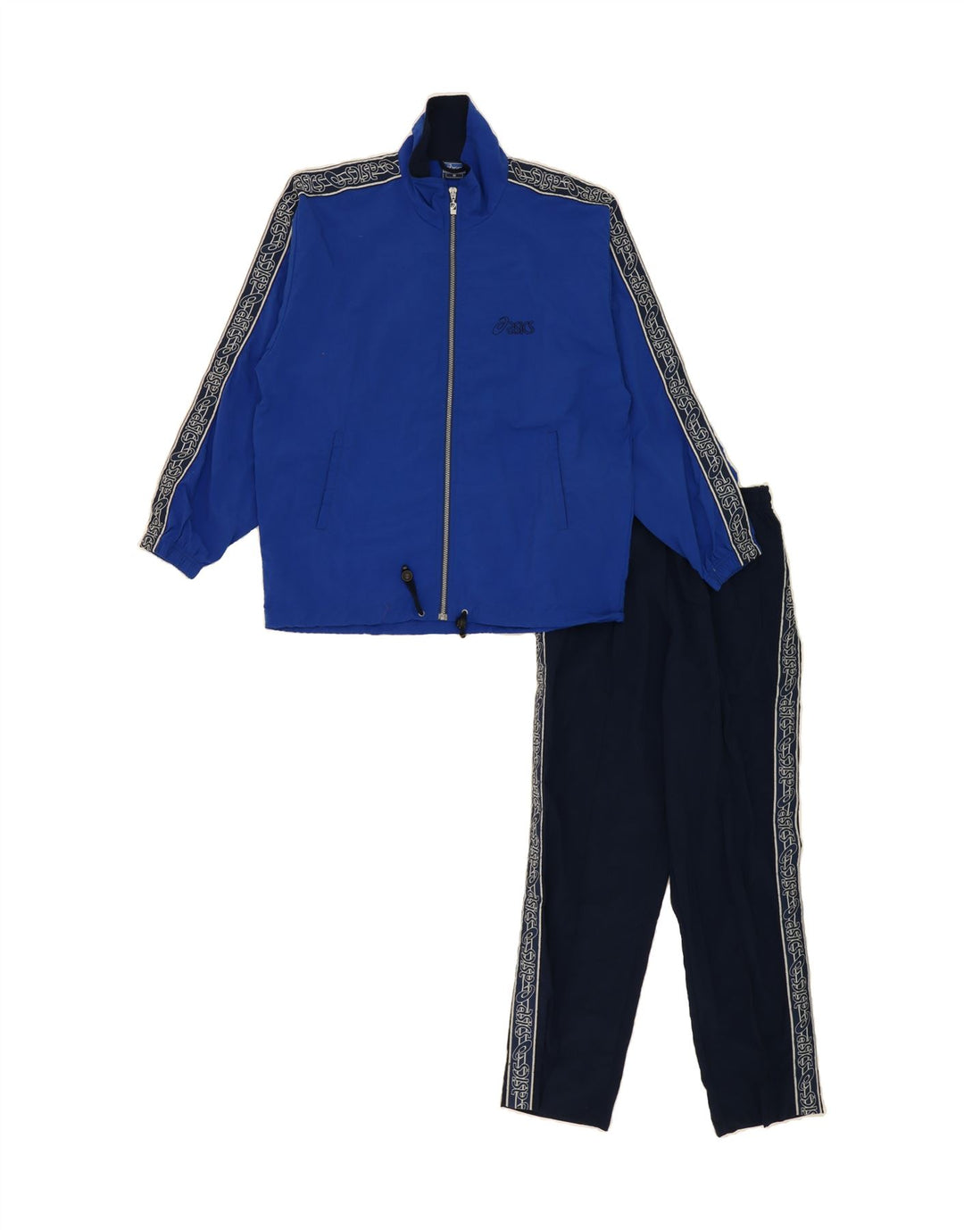 ASICS Mens Graphic Full Tracksuit Médio Azul Colourblock Nylon