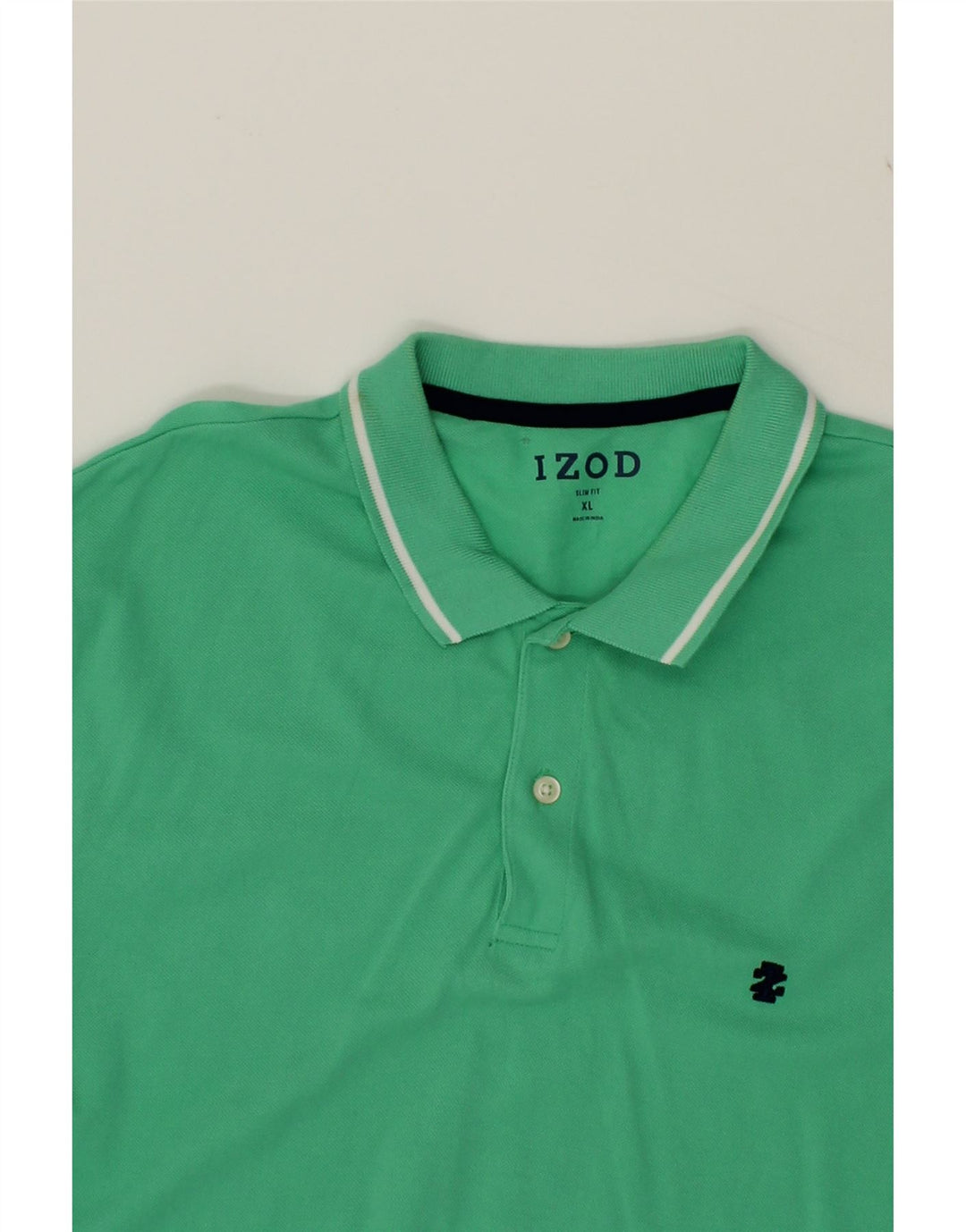 IZOD Mens Slim Fit Polo Shirt XL Green Cotton Vintage Izod and Second-Hand Izod from Messina Hembry 