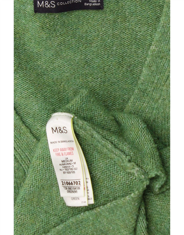 Suéter feminino Marks & Spencer grande com decote em V Reino Unido 14 médio verde